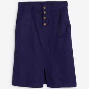 Tribal Rodelle Front Slit Linen Skirt